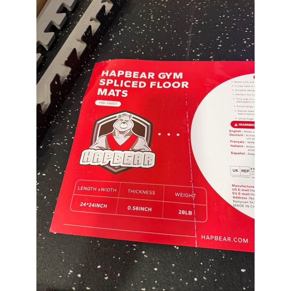 New HAPBEAR 0.56'' Thick  6  Pcs 24 Sq Ft Exercise Equipment Mats